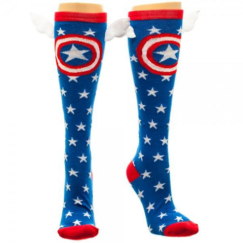 Marvel Captain America Star Juniors Knee High Socks with Wings