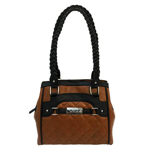 Concealed Carry Braided Tote- Brn W/ Blk