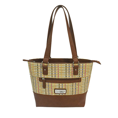 VISM Concealed Carry Woven Tote- Brown