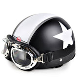 Hot Motor Scooter Motorcycle Motocross Capacete Open Face Half Matted Black Stars Helmet & Goggles Men Women Motorcycle Helmet