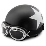 Hot Motor Scooter Motorcycle Motocross Capacete Open Face Half Matted Black Stars Helmet & Goggles Men Women Motorcycle Helmet