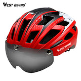West Biking Bicycle Helmet Sunglasses Cycling Glasses Lens Integrally Molded Men Women 57~62CM Mountain Road Cycling Bike Helmet